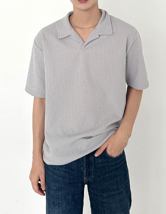 croffle texture collar 半袖ニット 31268