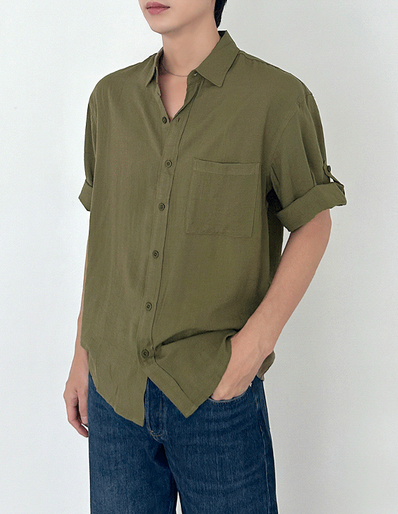 summer mood linen rollup 半袖シャツ 31273